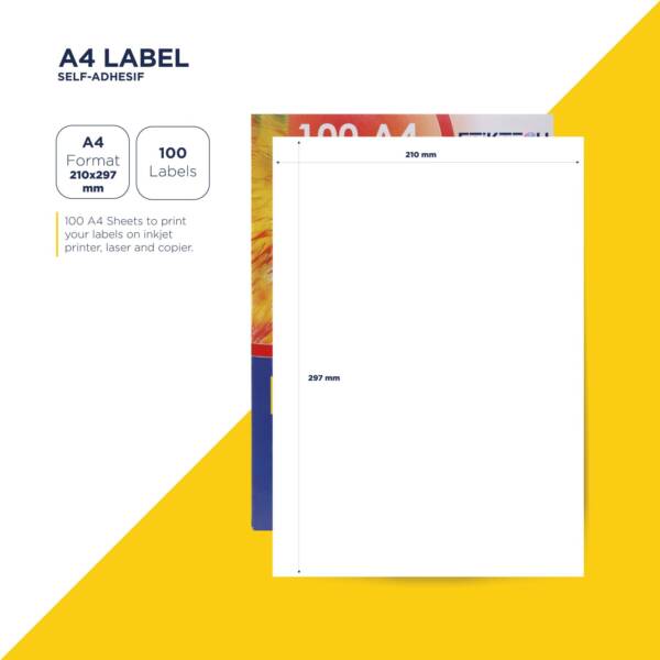 Feuilles autocollantes A4 210x297mm de 100 étiquettes. Compatibles avec les imprimantes jet encre, laser et photocopieur. Garantie sans bourrage. – Image 2