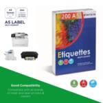 Lot de 100 feuilles A4 pour imprimantes laser, jet d’encre et photocopieur. 2 étiquettes autocollantes 210x148 mm par feuille. Garantie sans bourrage. - Image 4