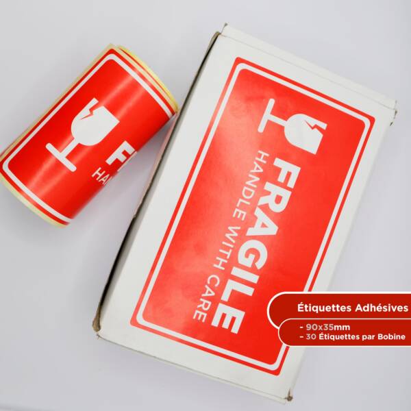 Étiquettes Adhésives FRAGILE (90x35mm)