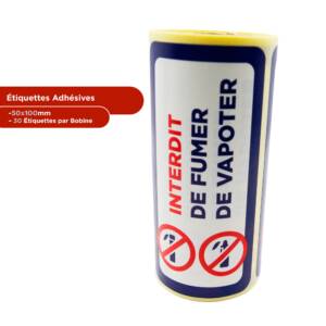 Étiquettes Adhésives “Interdit de Fumer et Vapoter” ( 50x100mm)