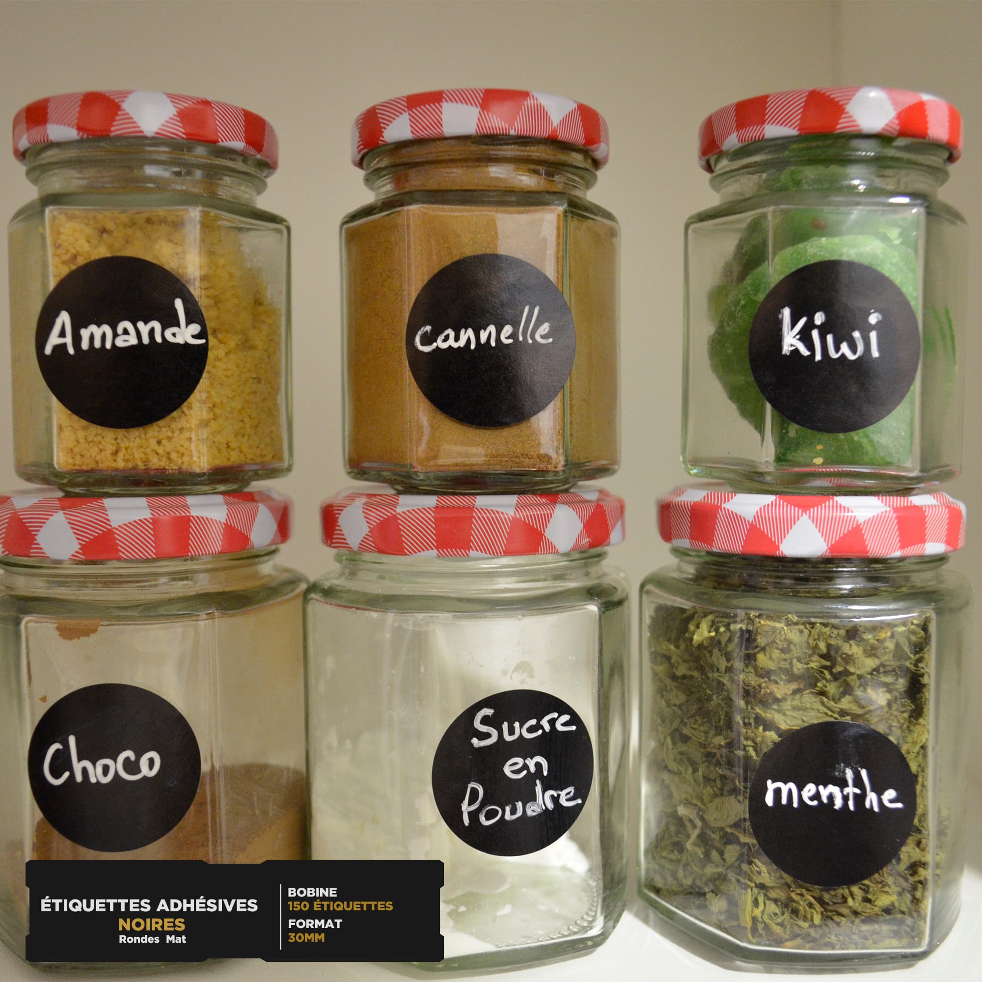 Étiquettes Adhésives Noires Rondes 30mm - Image 2