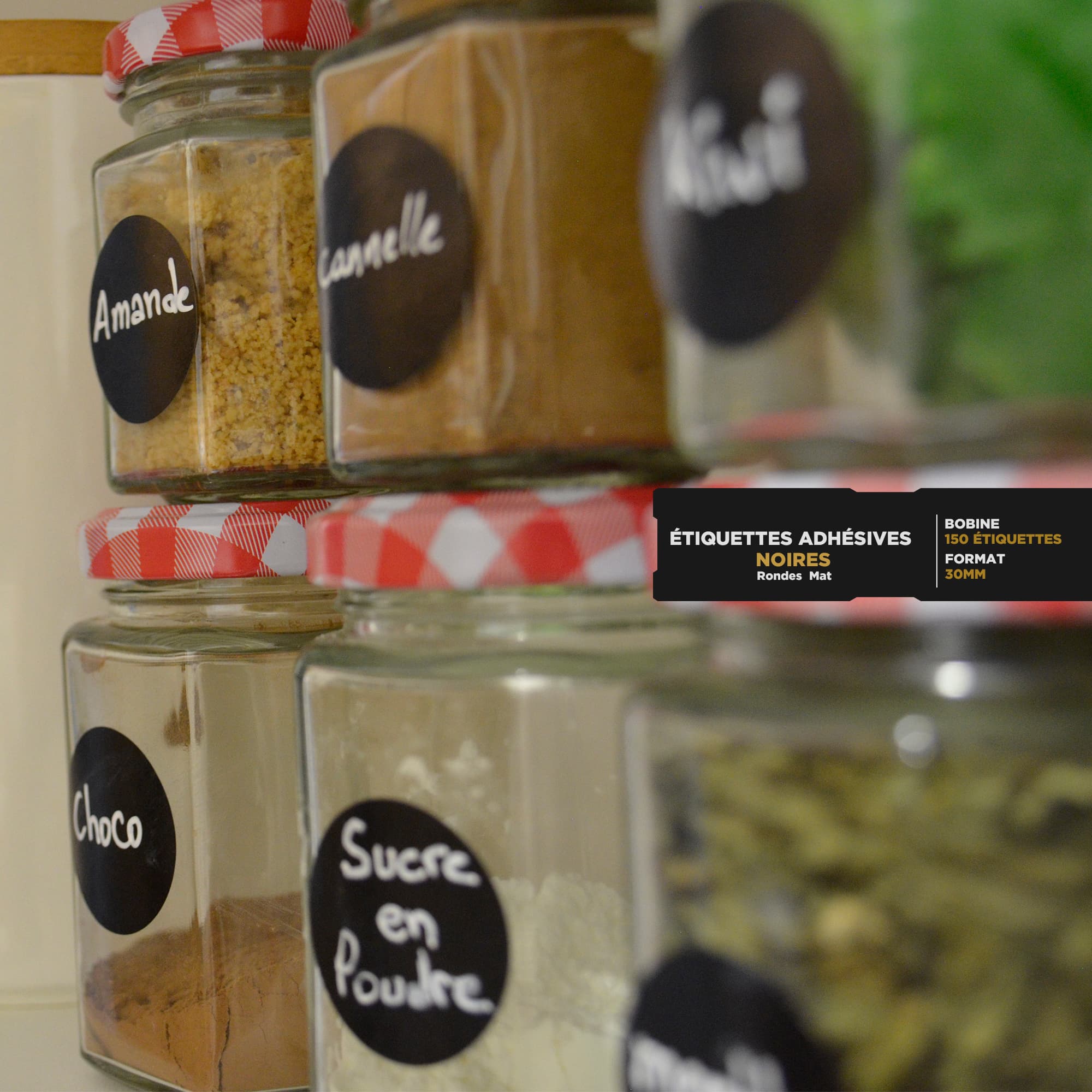 Étiquettes Adhésives Noires Rondes 30mm - Image 3
