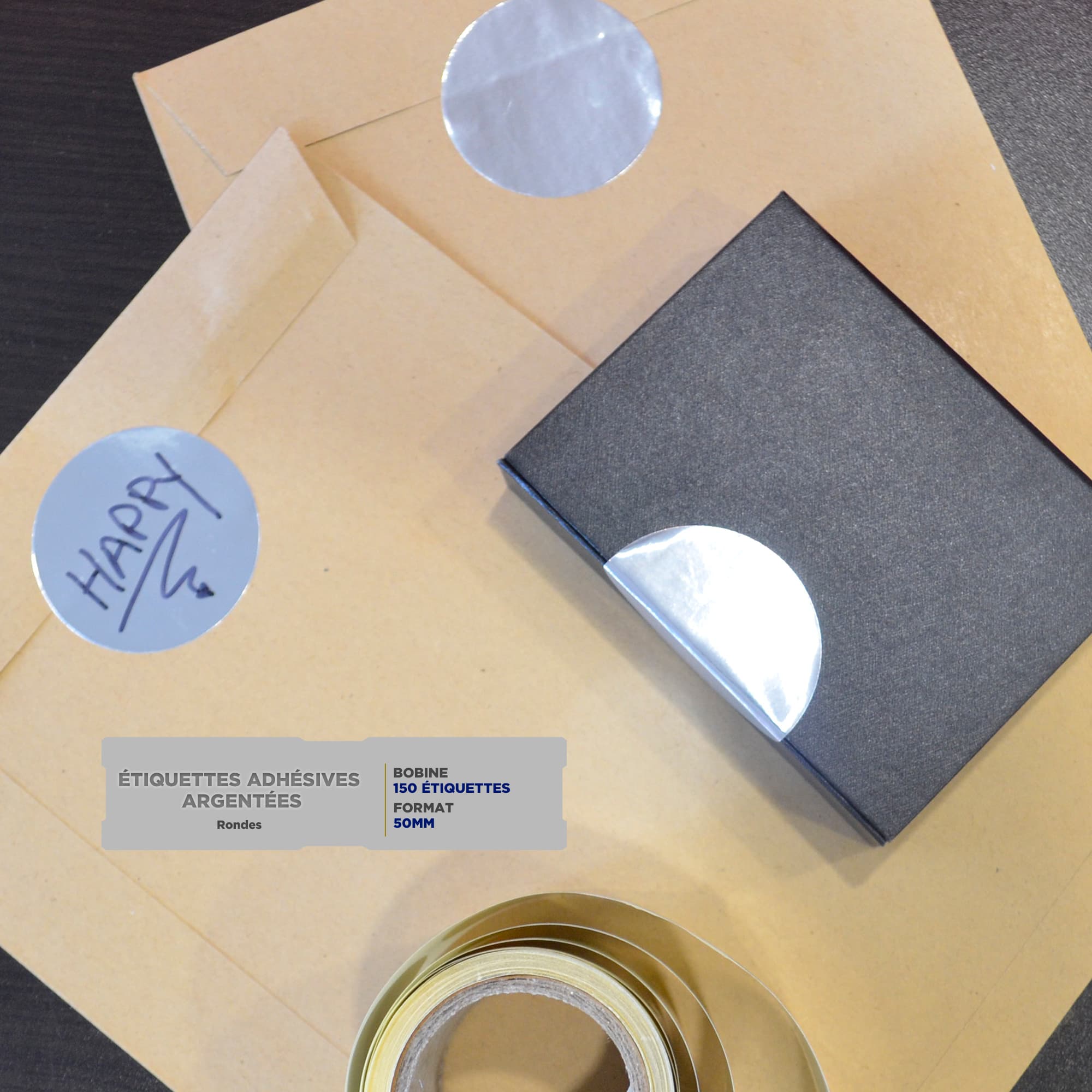 Étiquettes Adhésives Rondes 50mm – Argentées Brillantes - Image 5