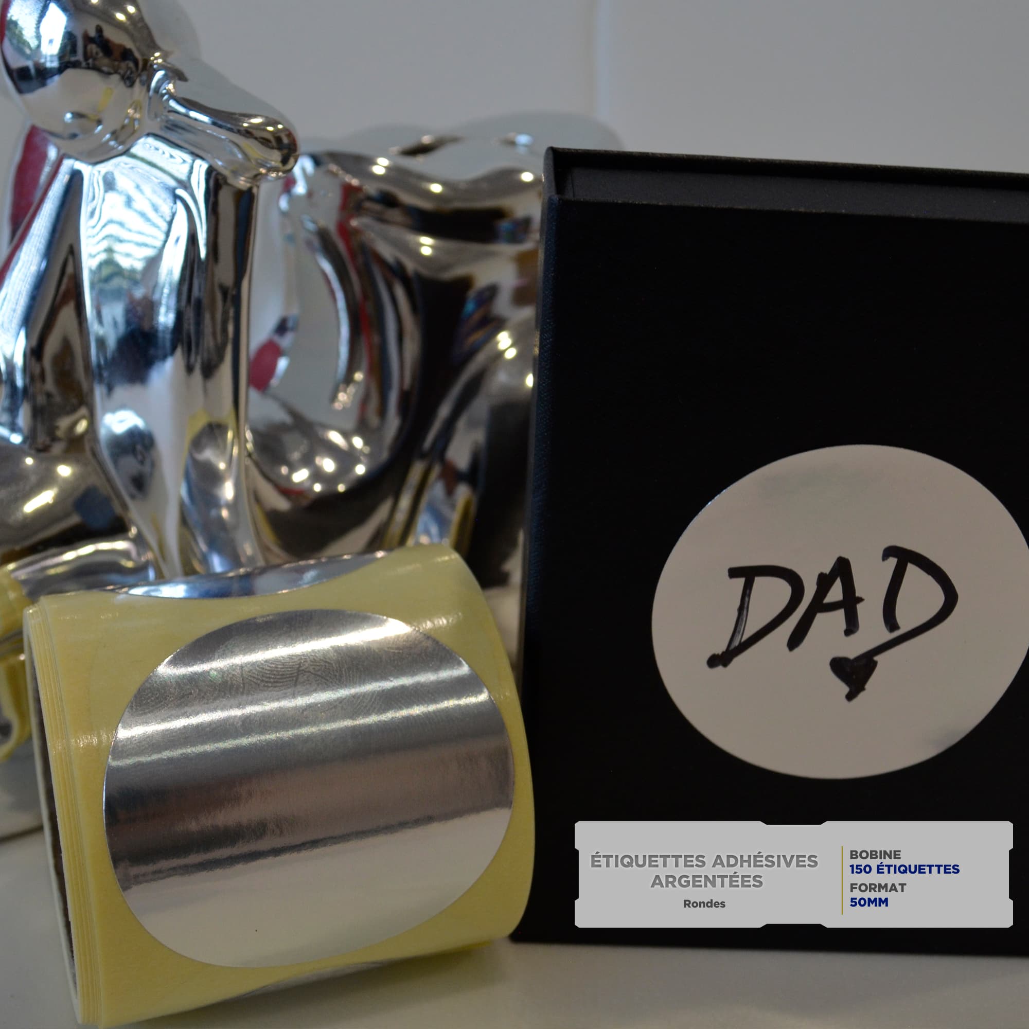 Étiquettes Adhésives Rondes 50mm – Argentées Brillantes - Image 6