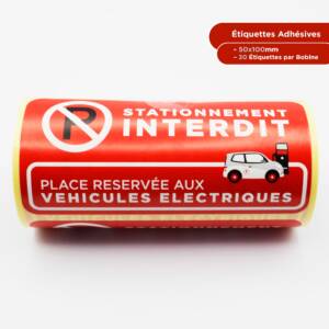 Étiquettes Adhésives “Stationnement Interdit Véhicule Électrique” (50x100mm )