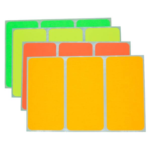 Étiquettes Adhésives Fluo 100x50mm – Pack Business de 6 (180 Étiquettes / 60 Plaquettes) – Rectangulaires Coins Arrondis