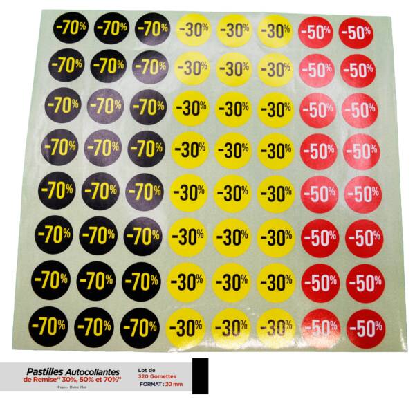 Pastilles Autocollantes de Remise (%) 20mm