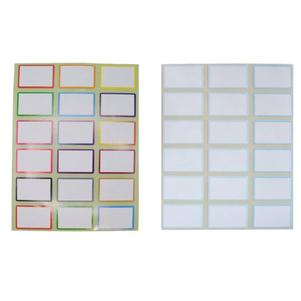 Pack Étiquettes Scolaires “Basique 2” – 2 Plaquettes Papier Brillant – 32x22 mm – 32 Étiquettes total