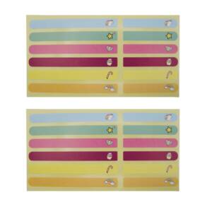 Pack Étiquettes Scolaires “Bambin 2” – 2 Plaquettes Papier Brillant – 98x10 mm et 60x10 mm – 24 Étiquettes