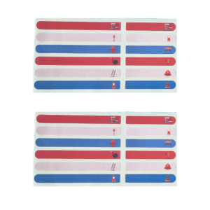 Pack Étiquettes Scolaires “Pompier 3” – 2 Plaquettes Papier Brillant – 24 Étiquettes au total – 98x10 mm et 60x10 mm